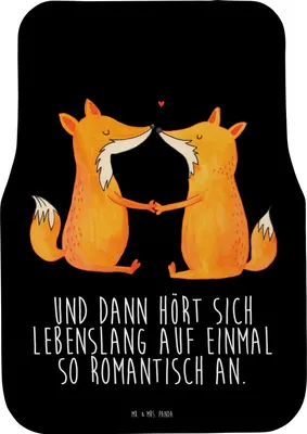 Produktbild von Mr. & Mrs. Panda Fußmatte Fürs Auto Füchse Liebe - Schwarz - Geschenk, Fuchs, Auto-Fußmatte, Freundin, Autoteppich, Automatte, Ehe, Fox