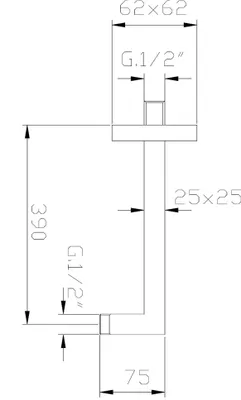 Produktbild von SQUARE BRASS Duscharm, 400 mm, Messing/Chrom