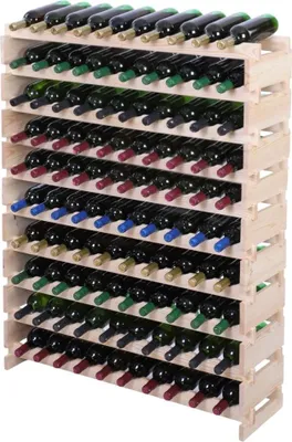 Produktbild von Weinregal VINOTECA FLEX PRO | HxBxT 135x103x28cm | 100 Flaschen auf 10 Ebenen | Massives Kiefernholz | Natur unbehandelt