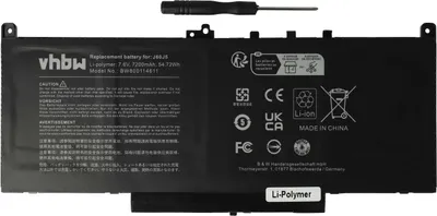 Produktbild von vhbw Akku kompatibel mit Dell Latitude E7270, 14 E7470 (N022L74701540CN), 14 E7470 (N023L74701580CN) Notebook (7200 mAh, 7,6 V, Li-Polymer)