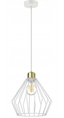 Produktbild von Luxolar Led Pendelleuchte aus Metal Draht Weiß-Gold im Edison-Stil E27 60W - Deckenleuchte GLAM Design - Hängelampe für Wohnzimmer, Küchen
