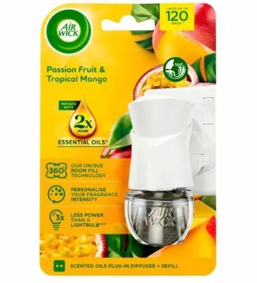 Produktbild von Air Wick Elektrischer Lufterfrischer mit Nachfüllpackung Tropische Mango und Maracuja 19ml
