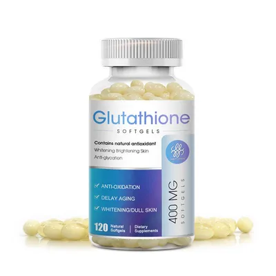 Produktbild von Glutathione 400mg (120 Kapseln) Nahrungsergänzungsmittel, Haut, Gesicht, Hautaufhellung, Glättung, Anti-Aging, Reinigung, Hautgesundheit