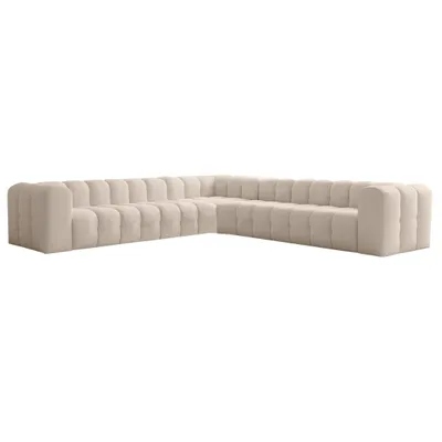 Produktbild von Ecksofa Baloo Corner 330x330 cm – Komfort mit HR-Schaum und Wellenfedern - Stoff Tiffany (Beige)