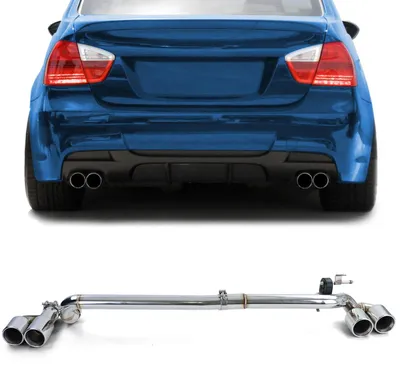 Image de Tuyau d'échappement duplex à 4 tubes, kit de remplacement pour BMW E90 E91 / 323 325 328 330, modèles de 2005 à 2012