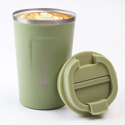 Image de Acier inoxydable Tasse à café to go Tasse thermique à double paroi isolée anti-fuite 380ml Sage