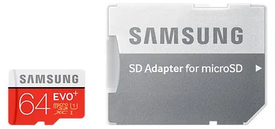 Immagine prodotto di Scheda di memoria Samsung microSDHC EVO+ da 64 GB con adattatore SD