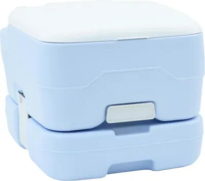 Image de Toilette de Camping Bleu Clair et Blanc 41,5 x 36,5 x 30 cm