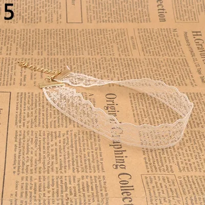 Produktbild von Punk Spitze Hohl Frauen Halsband Halskette Gothic Schmuck Braut Boho Charme-Weiß