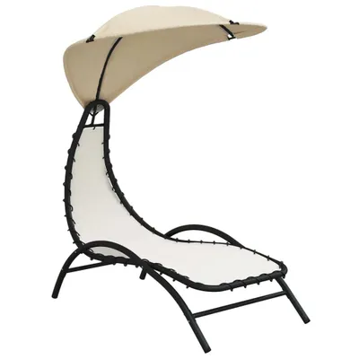 Produktbild von vidaXL Sonnenliege mit Dach Creme 167x80x195 cm Stoff und Stahl