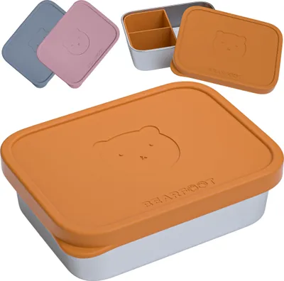 Produktbild von Brotdose Kinder Edelstahl mit Einsatz, BPA frei, Lunchbox, Bento box, Brotbox, Brotdose Mädchen & Jungen, Snackbox, Vesperbox - Braun 1200ml