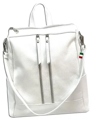 Immagine prodotto di Zaino Florence city con zip in pelle bianca ORF100W