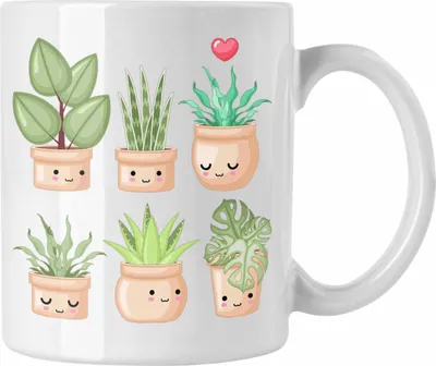Produktbild von Trendation - Pflanzenliebe Tasse Geschenk für Pflanzenliebhaber Pflanzen Grafik (Weiß)