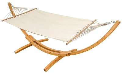 Produktbild von XXL Hängematte mit Holzgestell 325 cm - Outdoor Set für 2 Personen bis 150 kg