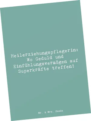 Produktbild von Mr. & Mrs. Panda Postkarte Spruch Heilerziehungspflegerin Superkräfte - Meeresbrise - Geschenk, Postkarten, inspirierender, Ansichtskarte, Geschenke mit Herz, Berufsliebe