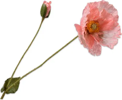 Produktbild von Silk-ka Kunstblume - Seidenblumen-Mohnzweig Lachs-Orange 74 cm pro 2 Stück