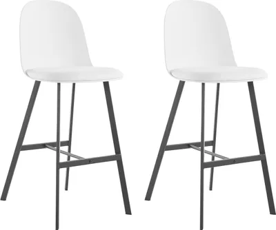 Produktbild von Barhocker 2er Set aus Polyurethanund Kunststoff Weiß mit Beinen aus Metall Schwarz