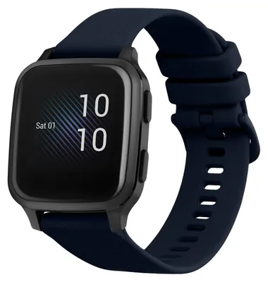 Produktbild von kwmobile Silikon Uhrenarmband für Garmin Venu Sq Music / Sq Armband - Ersatzarmband für Fitnesstracker - Wechselarmband Smartwatch - Dunkelblau