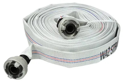 Produktbild von Garronda Flachschlauch 1 Zoll 20 m Druckschlauch 8 bar Feuerwehrschlauch mit Schnellkupplungen Layflat-Schlauch Wasserförderung Entwässerung Wassertransport GD-0230 Weiß