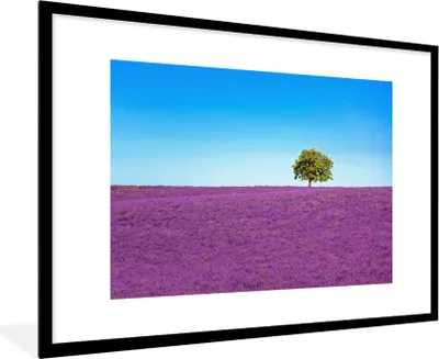 Produktbild von MuchoWow® Gerahmtes Poster Baum - Lila - Himmel - Lavendel 90x60 cm - Poster mit Schwarzem Bilderrahmen Wandposter Rahmen Foto Bilder - Wanddekoration - Fotos