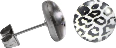 Produktbild von Chirurgenstahl Ohrstecker mit Leopardenmuster in verschiedenen Farben Größe - 6 mm Farbe - Weiß