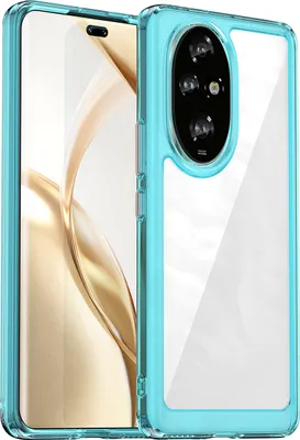 Produktbild von Schutzhülle für Honor 200 Pro Klar Rückseite Stoßfeste TPU Silikon Bumper Hülle Hellblau
