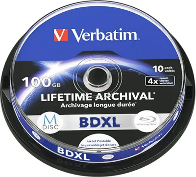 Zdjęcie produktu dla Płyta Bd-Xl Verbatim M-Disc 100Gb 4X     Inkjet Printable 10Szt 43850