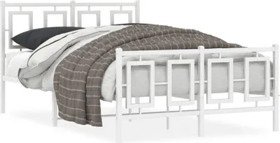Produktbild von vidaXL Bettgestell mit Kopf- und Fußteil Metall Weiß 120x190 cm