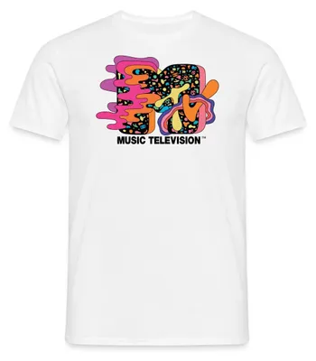 Produktbild von Spreadshirt MTV Music Television Buntes Trippy Logo Männer T-Shirt, L, Weiß