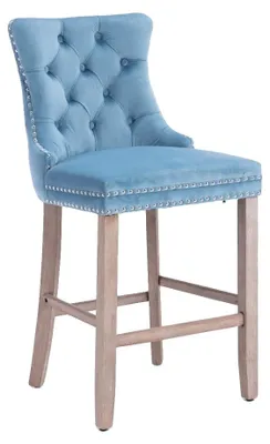 Produktbild von Barhocker, Samtpolsterung, Massivholzrahmen, Blau