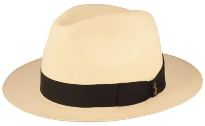 Borsalino hochwertiger ultrafeiner Montecristi Panamahut Fedora in beige