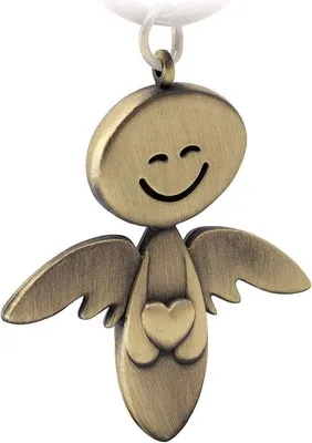 Produktbild von FABACH Schutzengel Schlüsselanhänger Smile mit Herz - Edler Engel Anhänger aus Metall in mattem Bronze - Geschenk Glücksbringer Auto Führerschein - Fahr vorsichtig