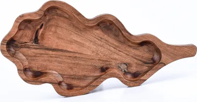 Zdjęcie produktu dla Taca z drewna akacjowego miska na orzechy Leaf 30x14 cm
