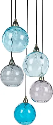 Produktbild von BELIANI Hängeleuchte Blau Glasschirm 5-Flammig mit Glaskugeln Farbiges Glas Langes Kabel Modern Beleuchtung Leuchte Esszimmer Schlafzimmer Wohnzimmer