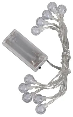 Produktbild von Globus-Lichterkette, batteriebetrieben, farbig, IP66, wasserdicht, LED-Glühbirne für Weihnachtsdekoration, bunt, 1,5 Meter, 10, 2 Batterien