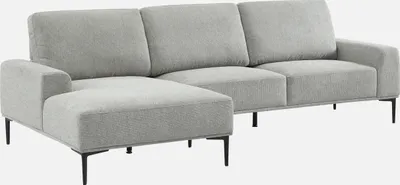 Produktbild von sweeek - 3-Sitzer-Sofa mit Stoffbezug - Recamiere links - Hellgrau
