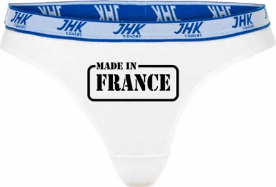 Produktbild von Damen Thong Slip - Boxer-0050-woman-white-h-XS - weiß - XS - hinten -   France - lustiges Motiv - Spruch - Unterwäsche - Unterhose - Freizeit - lustig