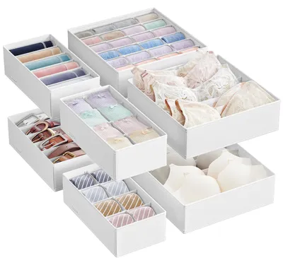 Produktbild von SONGMICS Unterwäsche-Organizer 8er Set, Schubladen-Organizer faltbar – Wolkenweiß