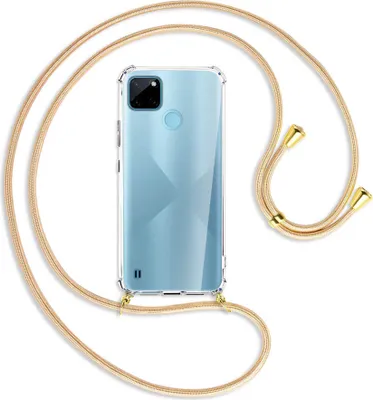 Produktbild von Handykette Backcover-Schutzhülle mit Band (Metall goldfarben) für  Realme C21Y /C25Y - Goldkordel