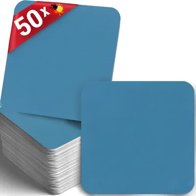 Produktbild von 50 Bierdeckel quadratisch, Blanko Blau, Minimalistisch Modern Party