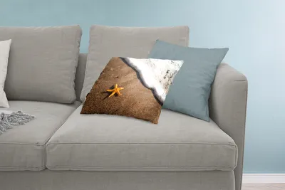 Produktbild von MuchoWow® Zierkissen Sofakissen Wohnzimmer Dekokissen 60x40 cm Seestern - Gelb - Strand - Kopfkissen - Polster mit Foto