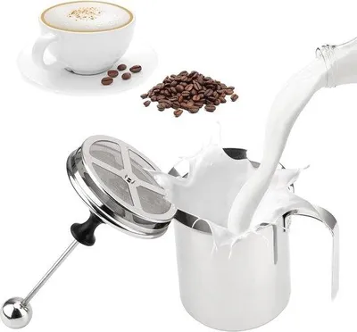 Image de Mousseur à lait manuel de 800 ml pour café et cappuccino