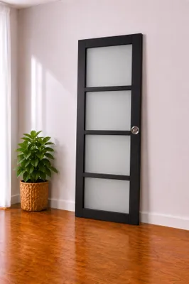 Immagine prodotto di Porta scorrevole Telia nera con vetro H204 x L73 cm, serratura di sicurezza Gd Menuserie