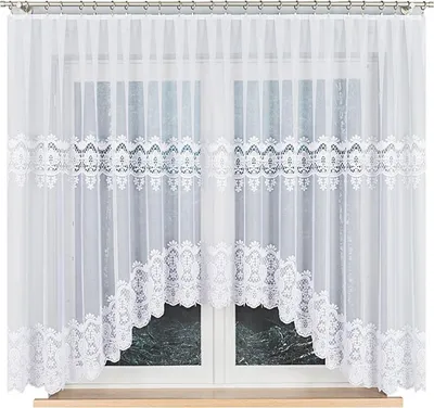 Produktbild von DARIA - Fertiggardine mit Unterschnitt - weiß - klassisches Muster - 500x160