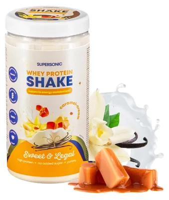 Produktbild von SUPERSONIC Protein Shake Karamell-Sahne 560 g – 24 g Eiweiß je Portion, mit Kollagen, Zink & Biotin, 16 Portionen