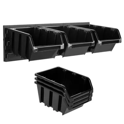 Produktbild von Werkstatt Wandregal mit Boxen 39 x 13 cm Aufbewahrungsset für Kleinteile 3 Boxen