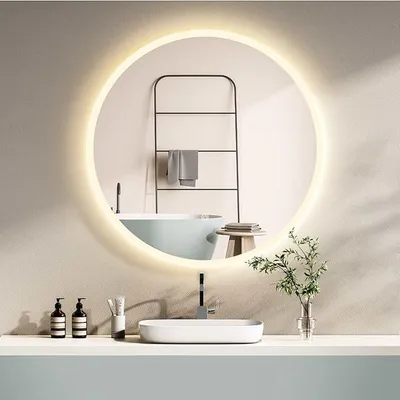 Produktbild von Badspiegel Rund 80cm, LED Wandspiegel Beleuchtung, mit Touch Schalter+Memory Funktion+Licht Wechsel 2700-6500K Warmweiß, Kaltweiß, tral