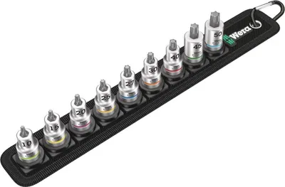 Immagine prodotto di Set di inserti per cacciaviti con funzione di bloccaggio 3/8" T10-50, 9 pezzi, Wera | 4013288194961