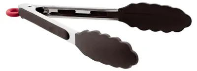 Küchenzange Edelstahl/Silikon, schwarz, hitzebeständig bis 240 °C