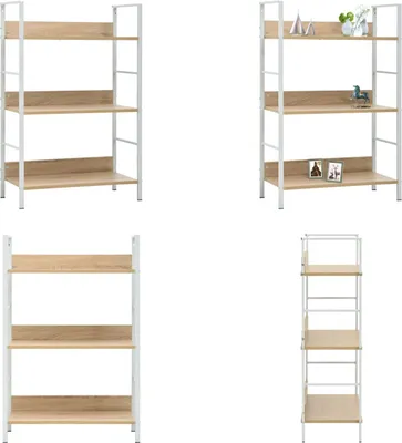 Produktbild von vidaXL Bücherregal 3 Regalböden Eiche 60×27,6×90,5 cm Holzwerkstoff - Standregal - Metallregal - Bücherregal - Lagerregal